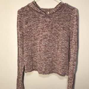 Cropped long sleeve hooded tee